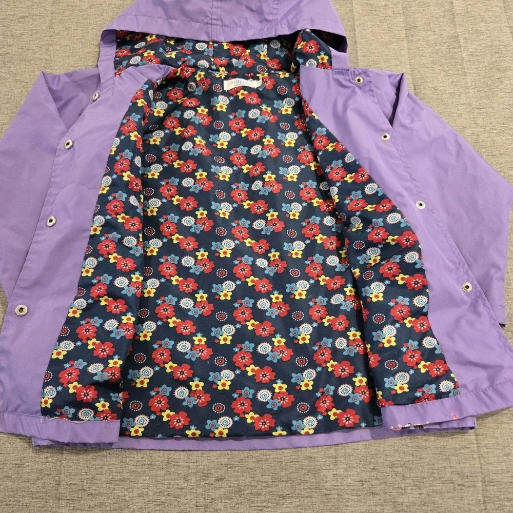 Arshiner  Girls Lined Snap Close Raincoat with‎ Hood Waterproof Size 6